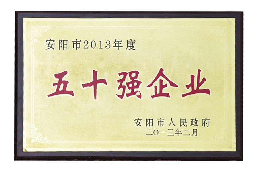 安陽(yáng)市2013年度“五十強(qiáng)企業(yè)”